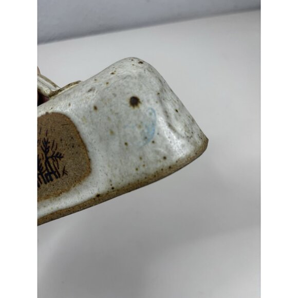 VTG Stoneware Butter Dish Wheat Accent Primitive Speckled Signed EUC - Picture 4 of 9